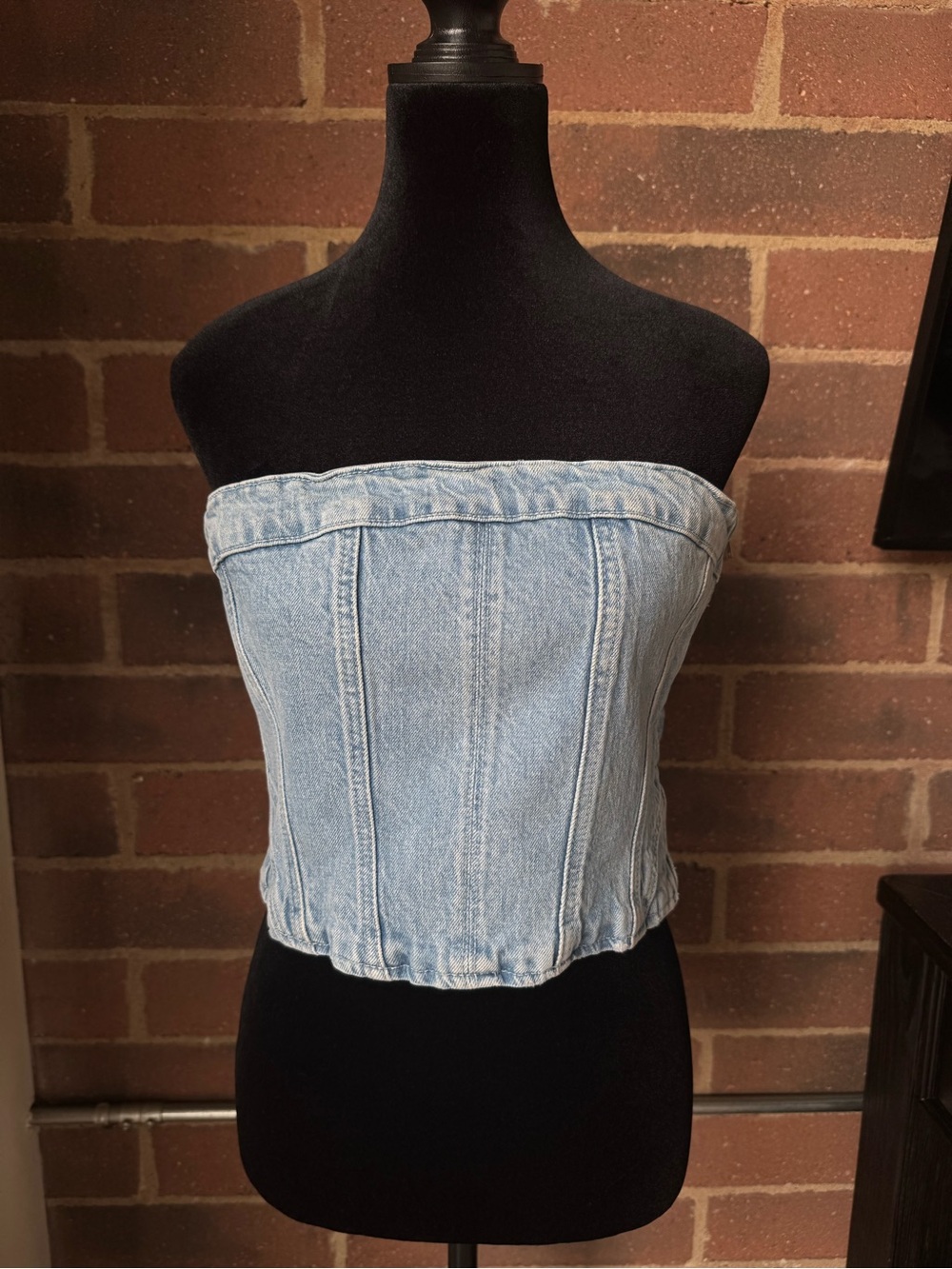 ZARA Light Blue Denim Bustier Top